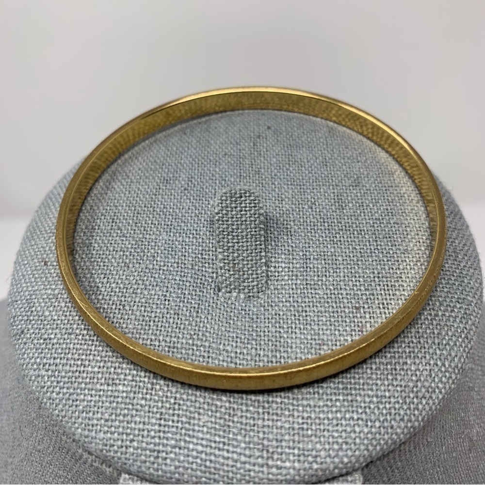 Vintage Monet Quality Brushed Gold Tone Classic Bangle Bracelet 8"